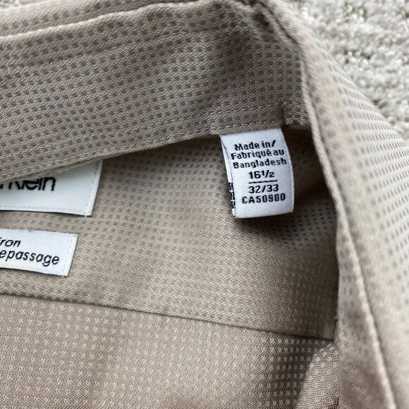 Calvin Klein Formal Dress Shirt Men Size 16.5 32/33 Slim Fit Non-Iron Button Up - Picture 5 of 9